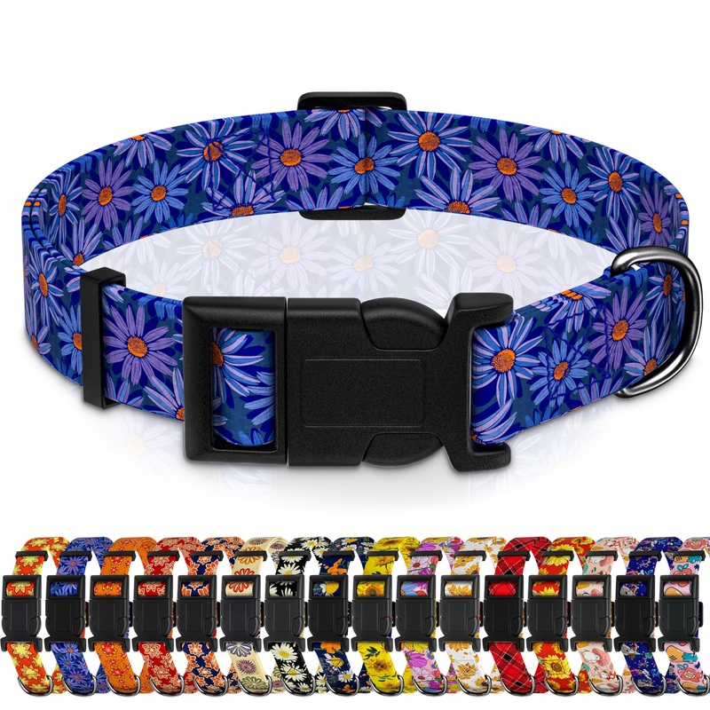 Dog Collar, Classical Indian Spirit Boys Girls Puppy Collar for Small Medium Large Dogs, Adjustable Soft Basic Pet Collar with Safety Buckle for Male Females(Purple,S) Small (Neck 10-16″, Width 3/4″) Purple