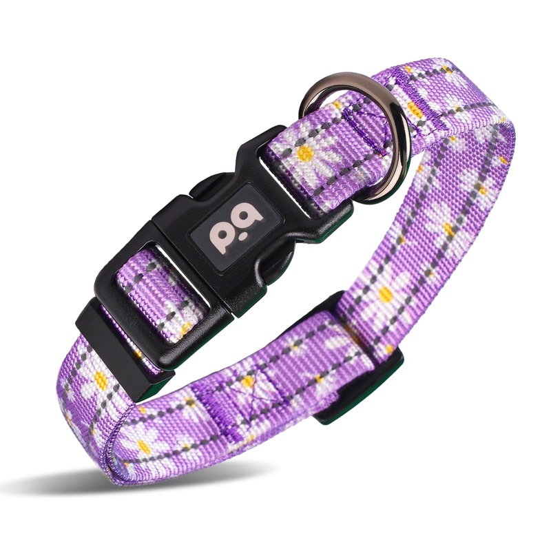 Dog Collar Cute Flower, Reflective Adjustable Basic Collars for Girl Female Small Medium Large Dogs Walking Running(X-Small,Purple) X-Small Purple
