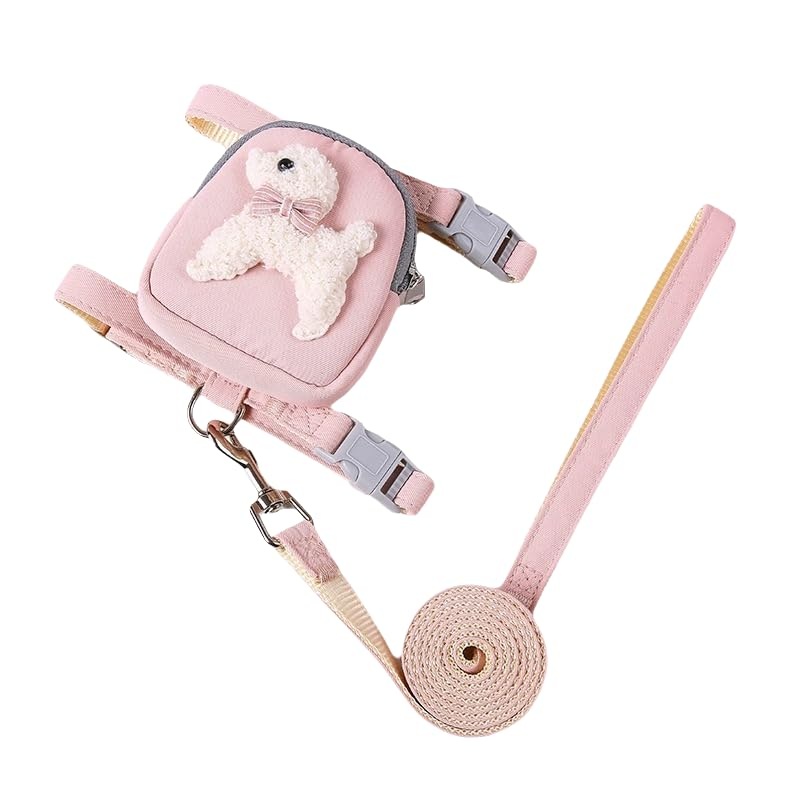 Dog Harness Backpack Dog Harness Outdoor Hiking Backpack Pet Leashes with Saddle Bag Dog Pack for Medium & Small Dogs (Pink, M) Pink