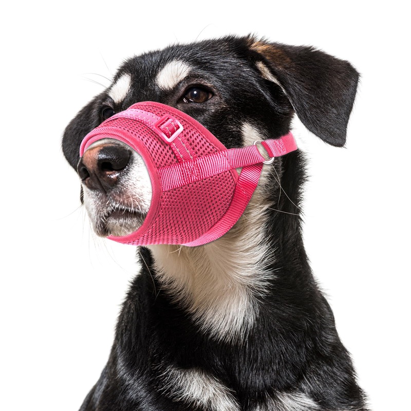 Dog Muzzle Soft Air Mesh Muzzle for Large Dogs, Adjustable Pet Muzzle for Small Medium Dogs to Drink Freely, Breathable Reflective Muzzle for Dogs to Prevent Biting Barking((Pink,L-7)