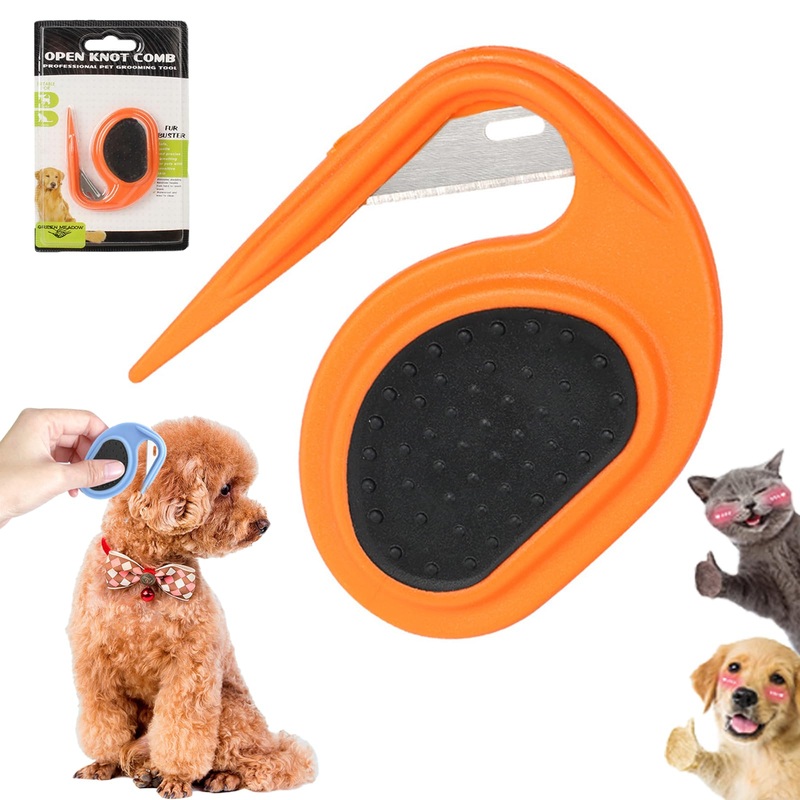 Pet Knotting Comb, Cats Grooming Combs De Knotting Comb for Removing Matted, Cat Brush Hair Clipper Detangling Knots for Dogs and Cats Orange