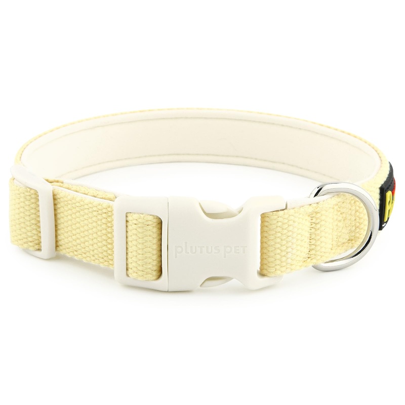 Plutus Pet Cotton Dog Collar, Heavy Duty Collar with Soft Padding, Adjustable and Comfortable for Small Medium and Large Dogs, Light Yellow, S