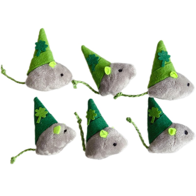 St. Patrick’s Day Cat Toy Catnip Toy Mouse Toy-6 Packs Hat