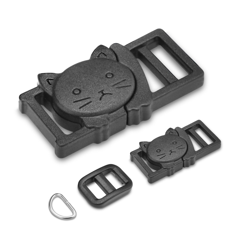 3/8″ Breakaway Cat Collars Clasp Kit, 20 Set Break Away Lanyard Clasp Cat Safety Collar Paracord Buckles Accessories(Black) Buckle+Slider+Ring – Black