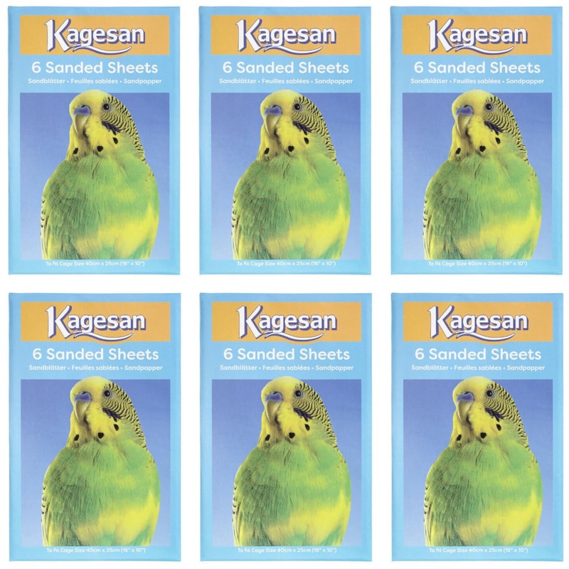 6 PACK KAGESAN BLUE BIRD CAGE SAND PAPER SHEETS 6 X 6 PCK = 36 SHEETS 40 X 25CM