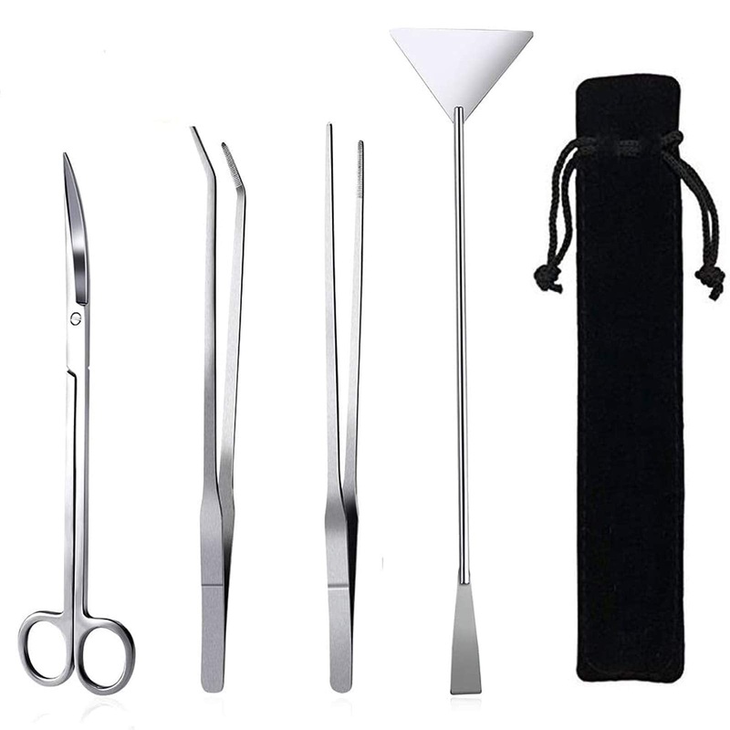 Aquarium Aquascaping Tool, Long Tweezers Scissors Spatula, 4 in 1 Stainless Steel Aquatic Plants Set for Fish Starter Kits, Aquariums Tank and Terrarium Sliver