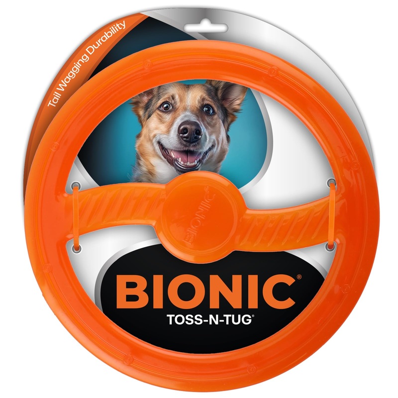 BIONIC Toss-N-Tug Dog Toy – High-Visibility Ultimate Multi-Action Dog Toy