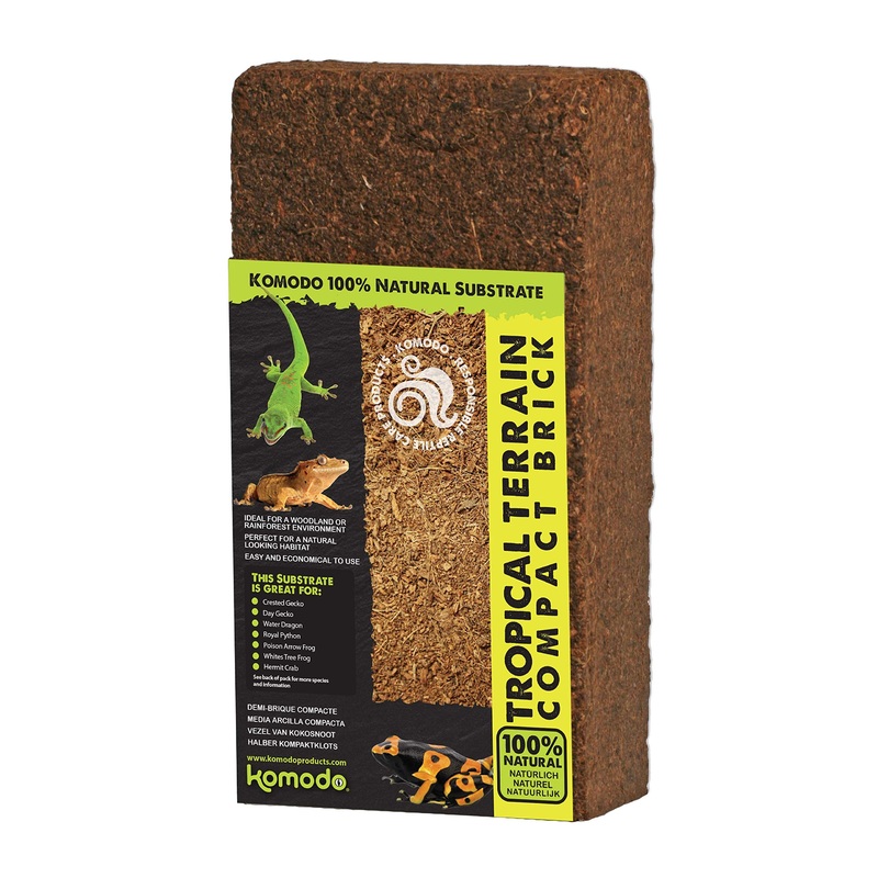 Komodo Tropical Terrain Compact Brick, Natural Substrate for Woodland or Rainforest Habitats Standard Single