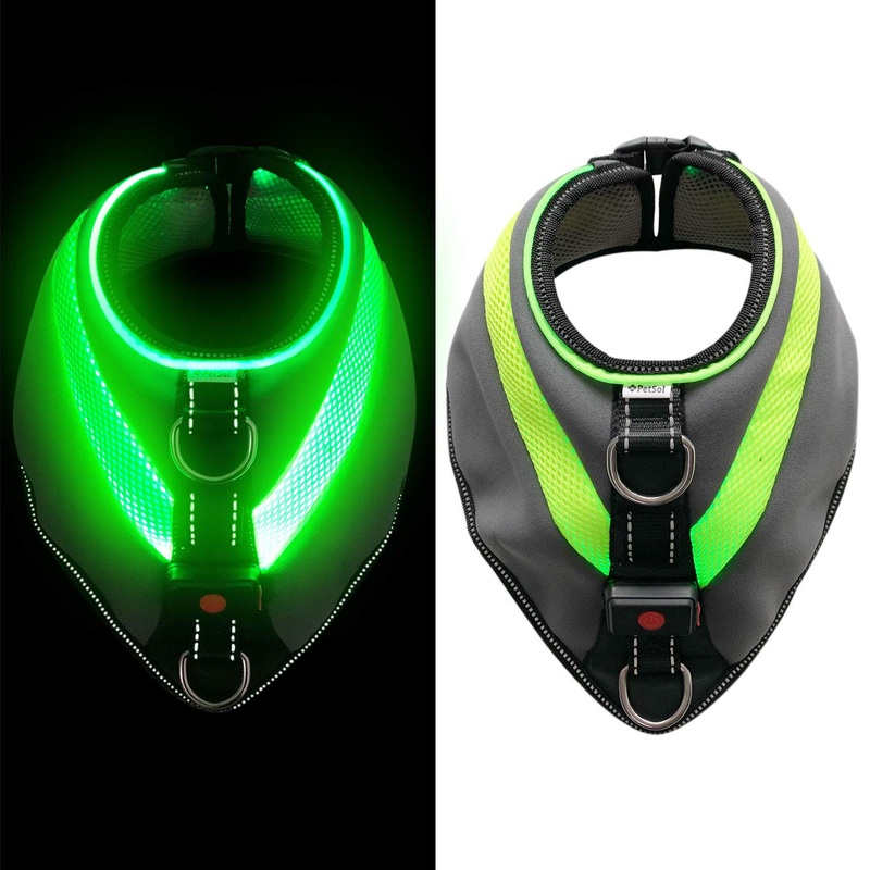 PetSol Ultra Bright LED Dog Harness Coat USB Rechargeable Lithium Battery. Warmth & Protection During Winter. Extra Visibility & Safety (Small) Small