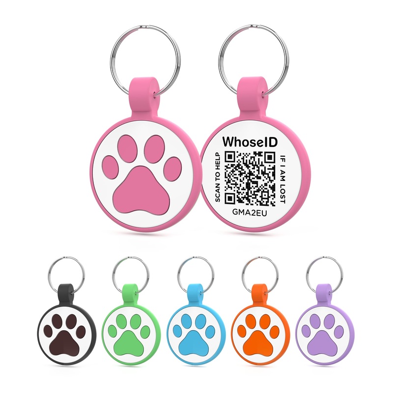 QR Code Cat Tag, Modifiable Pet Online Profile Page, Multiple Emergency Contact, Silent Silicone Cat Tag, Lightweight, No Jinging, Collar Accessories, QR Cat ID Tag (Small Breeds – 1″, Rose) Small Breeds – 1″