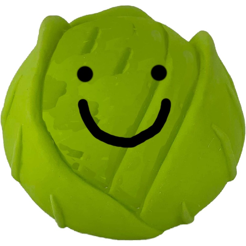 SEASONS GREETINGS SOFTY LATEX 12 CM BRUSSEL SPROUT DOG PUPPY SQUEAKY TOY BALL