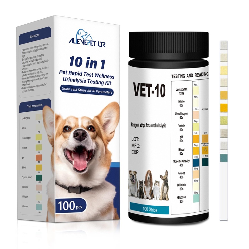 10-Parameter Urine Test Strips for Cat & Dog 10 in 1 UTI Test Kit Pets Rapid Diabetes Urinalysis Testing 100 Counts, 1 Pack 1 Count (Pack of 100)