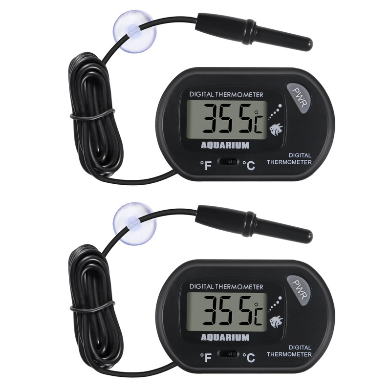 2Pack Digital Aquarium Thermometer Fish Tank Thermometer, Water Thermometer with Large LCD Display, Reptile Thermometer for Vehicle Reptile Terrarium Fish Tank Refrigerator. 2