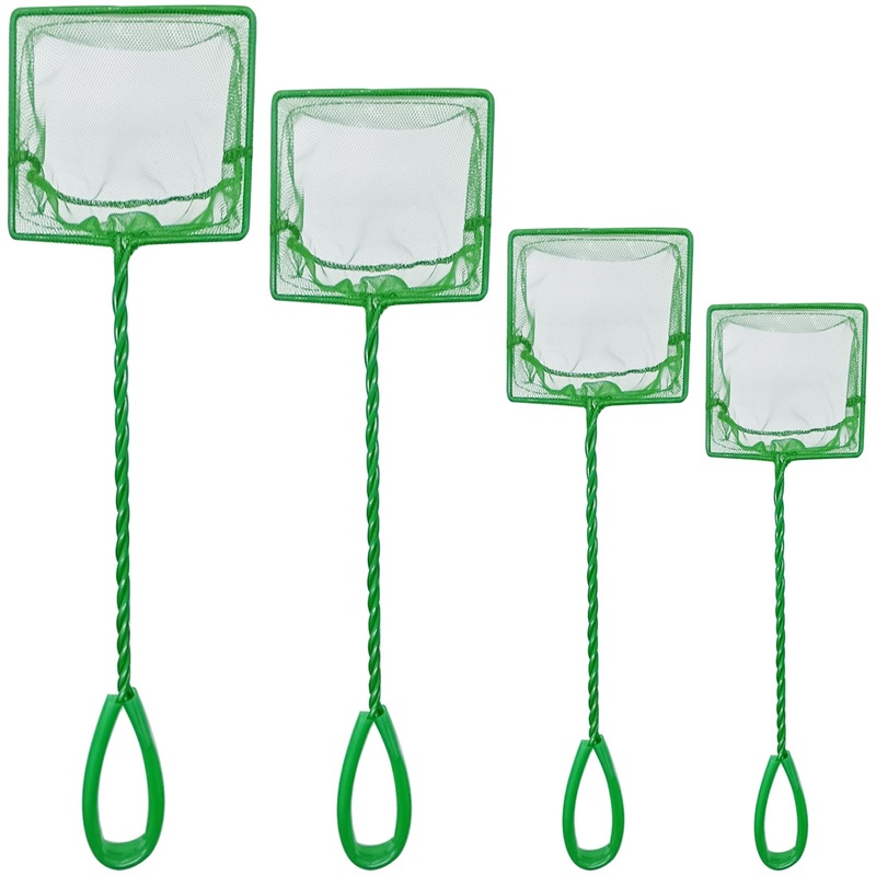 4 Pack Aquarium Fish Net, Multi-Size Fine Quick Fish Catch Nets Nylon Fishing Mesh Nets with Long Plastic Handle for Fish Tank – Green (3in, 4in, 5in, 6in)
