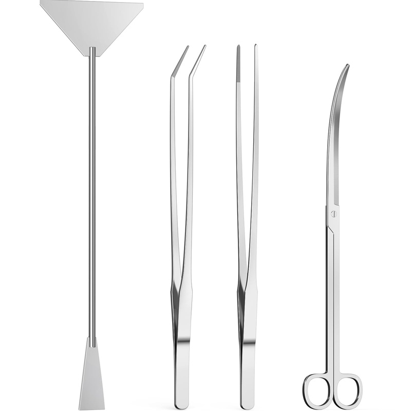 4Pcs Aquascaping Tools Kit, Jeimier Aquascape Tools Long and Strong Planted Aquarium Tweezers, Scissors, Aquarium Algae Scraper, Aquarium Plant Tools, Fish Tank Plant Trimming Kit for Aquascaping