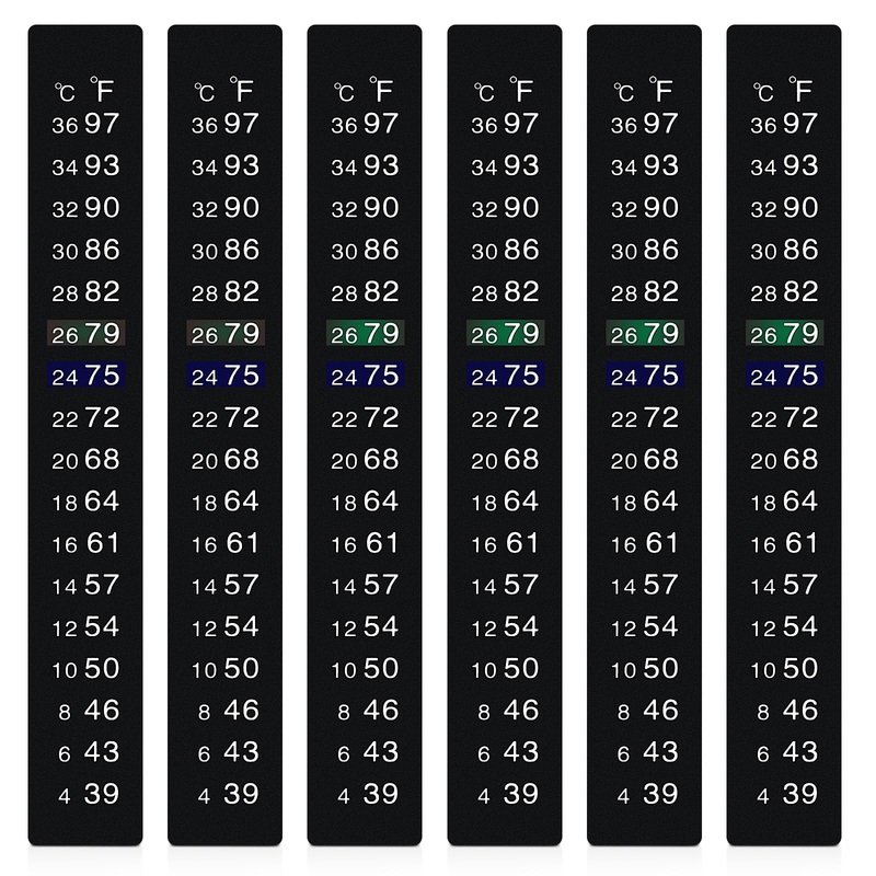 6 Pcs Fish Tank Temperature Strip Brewing Aquarium Thermometer Strip 39-97(4-36 C) Easy to Read Fish Tank Adhesive Temperature Sticker Digital Temperature Display for Brewing Aquarium