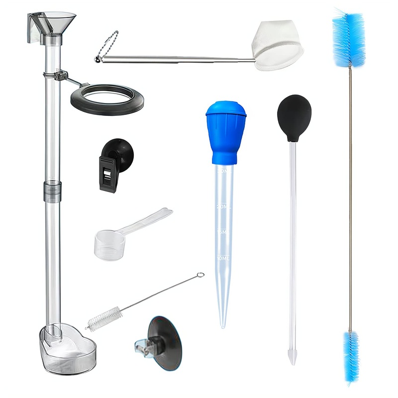 Aquarium Fish and Shrimp Feeding Dish Set, Fish Shrimp Feeder Tube Kit, Perfect for Easy and Feeding of Your Aquatic Pets, with Fish Feeding Ring and Cleaning Brush TZ2