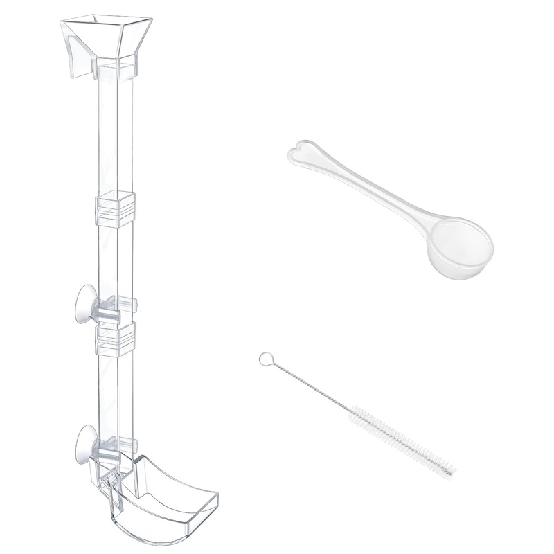 Aquarium Fish Shrimp Feeding Dish Set Clear Fish Feeder Tube and Dish with Cleaning Brush and Measuring Spoon for Feeding Shrimp and Preventing Food Scattering Feeding Supplies for Shrimp Large