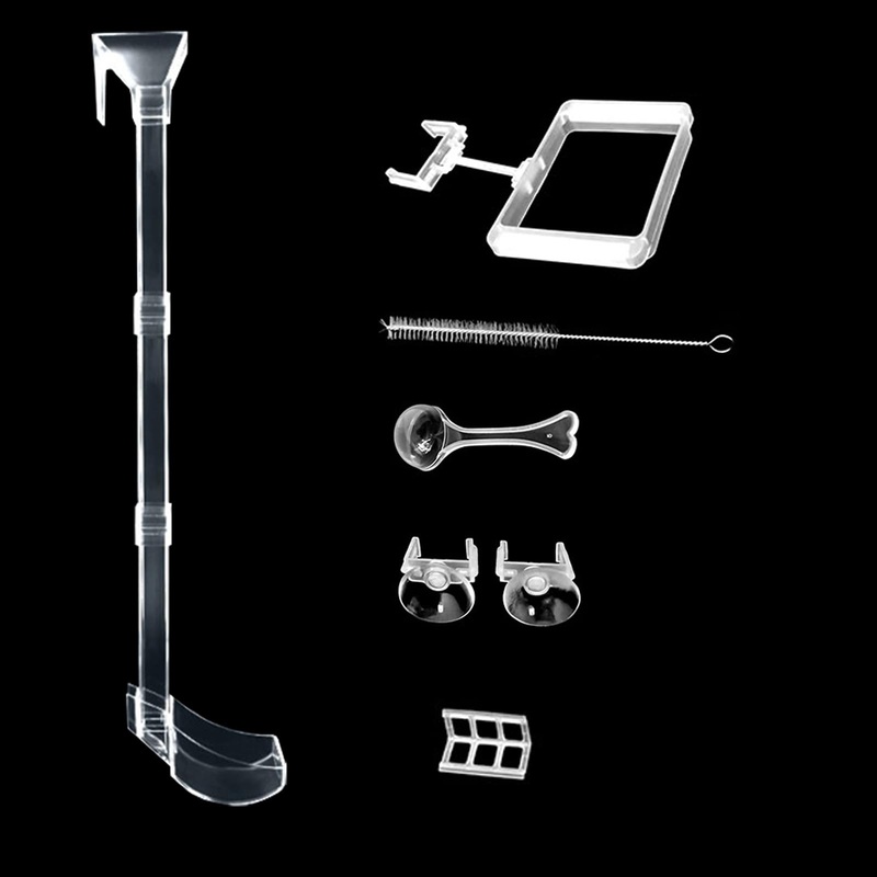 Aquarium Fish Shrimp Feeding Dish Set, Transparent Shrimp Feeding Tube, Fish Tank Feeding Supplies with Feeding Ring Cleaning Brush Aquarium Fish Tank Feeder