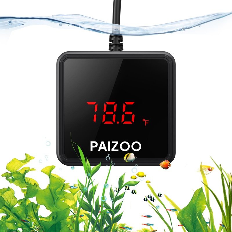 Aquarium Thermometer, LED Digital Thermometer for Fish Tank with USB Power, Highly Accurate Waterproof Temperature Gauge with Suction Cup and 6.5ft Power Cord for Saltwater and Freshwater ATCH