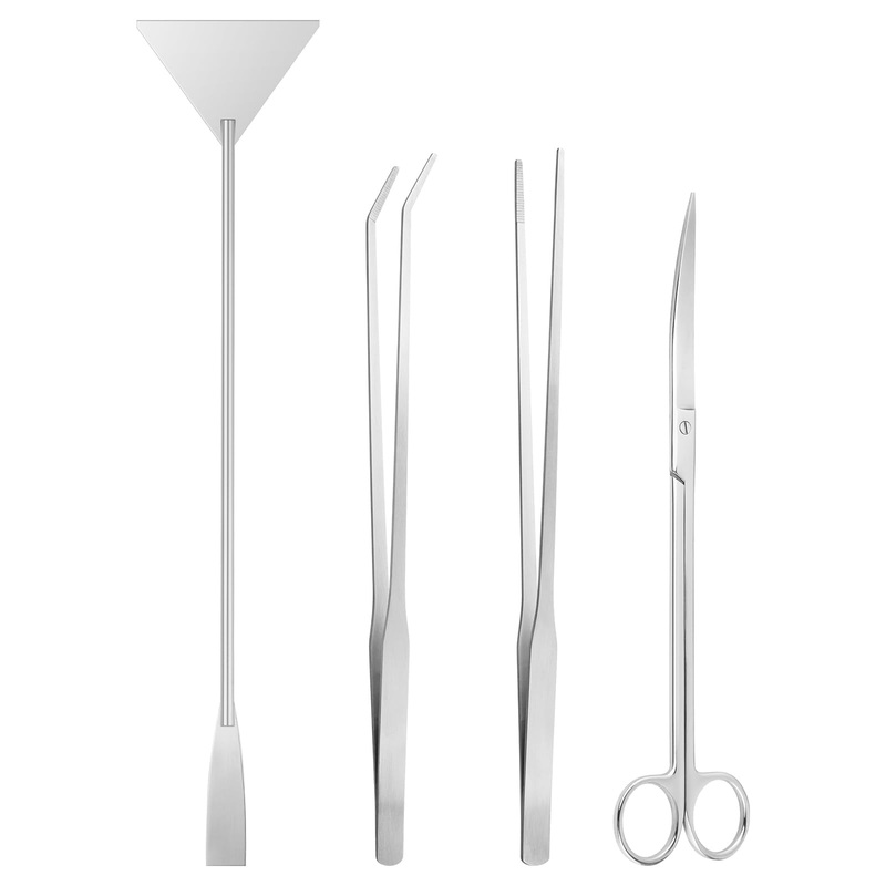 Aquascape Tools Aquarium Kit – 4PCS Terrarium Supplies Include Long Tweezers for Terrarium, Feeding Tongs, Aquarium Scissors, Aquarium Algae Scraper for Fish Tank Cleaning Plant Trimming