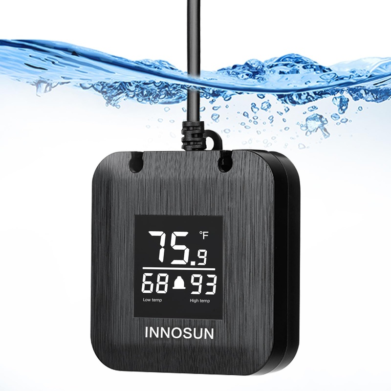 Fish Tank Digital Thermometer,Submersible Aquarium Thermometer for Underwater Use with High & Low Temperature Alarm Accuracy 0.2F,Waterproof Thermometer with USB Power Supply,HD LED Display T3