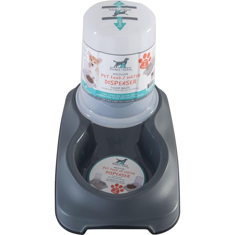 Fonteme|Pounce + Fetch Cat & Dog Automatic Feeder & Water Dispenser, White, 1.5-liters