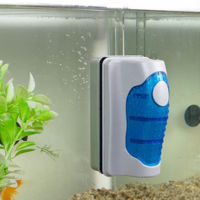 Magnet Aquarium Cleaner, Magnetic Algae Scraper for Glass Aquariums Aquatic Algae Cleaning Tool Fish Tank Glass Cleaner (Small) 1 Count (Pack of 1) Blue