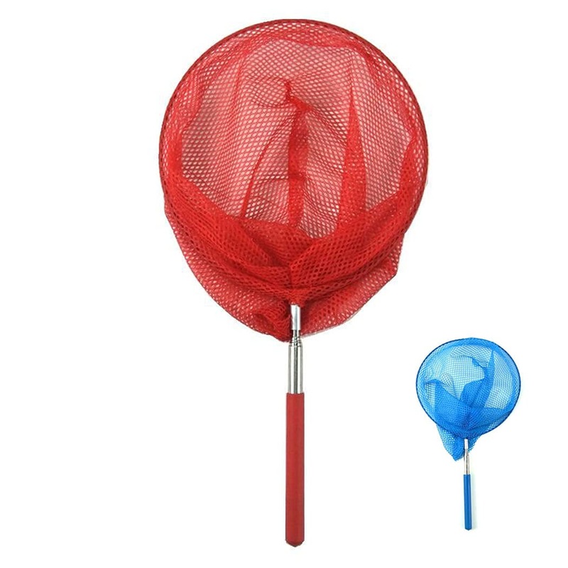 Mini Fishing Landing Net Nylon Mesh Aquarium Net Red & Blue-2pcs