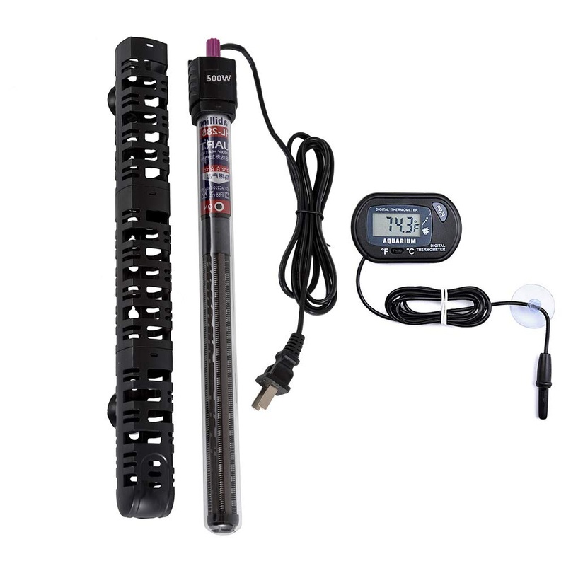 MQ Submersible Aquarium Heater Auto Thermostat, 500W Fish Tank Heater with LCD Digital Aquarium Thermometer, Shatter-Proof and Blast-Proof 500W for Fish Tank 55-80 Gallon