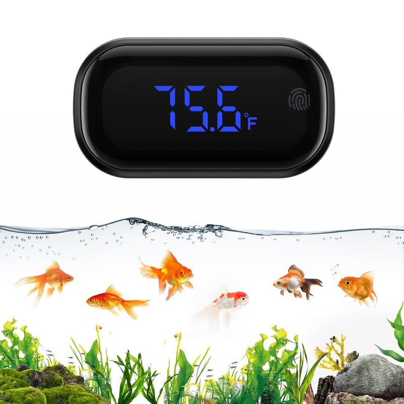 Newest Aquarium Thermometer, Wireless Digital Fish Tank Thermometer with Touch Screen, 0.18F High Precision, Range of 32-140, Fahrenheit Tank Thermometer for Fish, Turtle and Aquatic