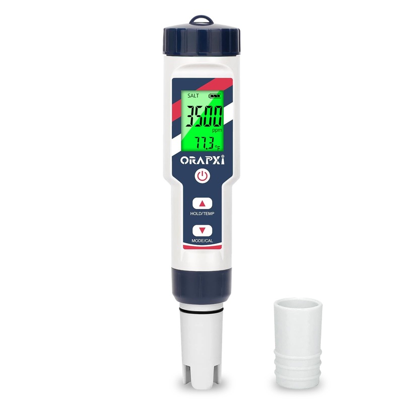 pH Salinity Tester 5 in 1 pH SALT TDS EC Temp Meter for Hydroponic System Saltwater Pool pH and PPM Meter Water Tester for Indoor Plant Grow, Hot Tub, Spa, Aquarium, Home Brewing Blue