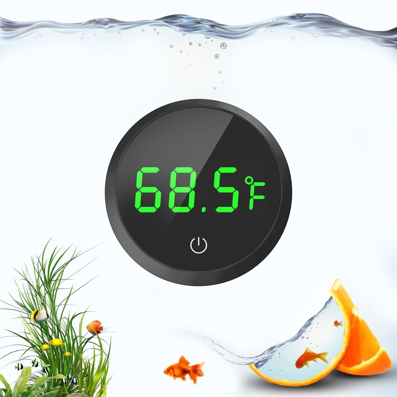 QZQ Fish tank thermometer Aquarium thermometer wireless touch Stick Digital Aquarium Thermometer LED display 1F for monitoring The Fish tank aquarium temperature accessories (Black) Black
