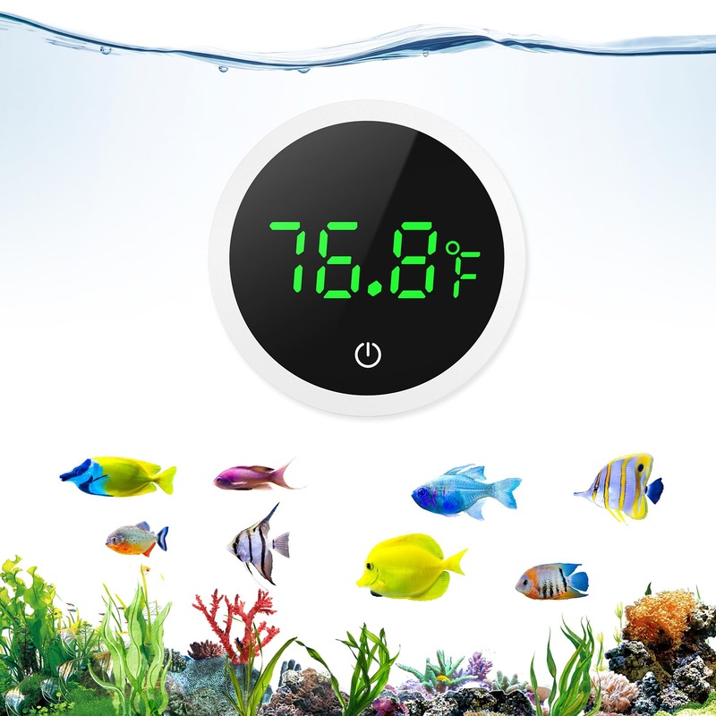 Upgraded Aquarium Thermometer, Wireless Digital Fish Tank Thermometer with Touch Screen, 0.1F High Precision, 5S Refresh Speed, Stick-on Thermometer for Aquariums, Glass Containers