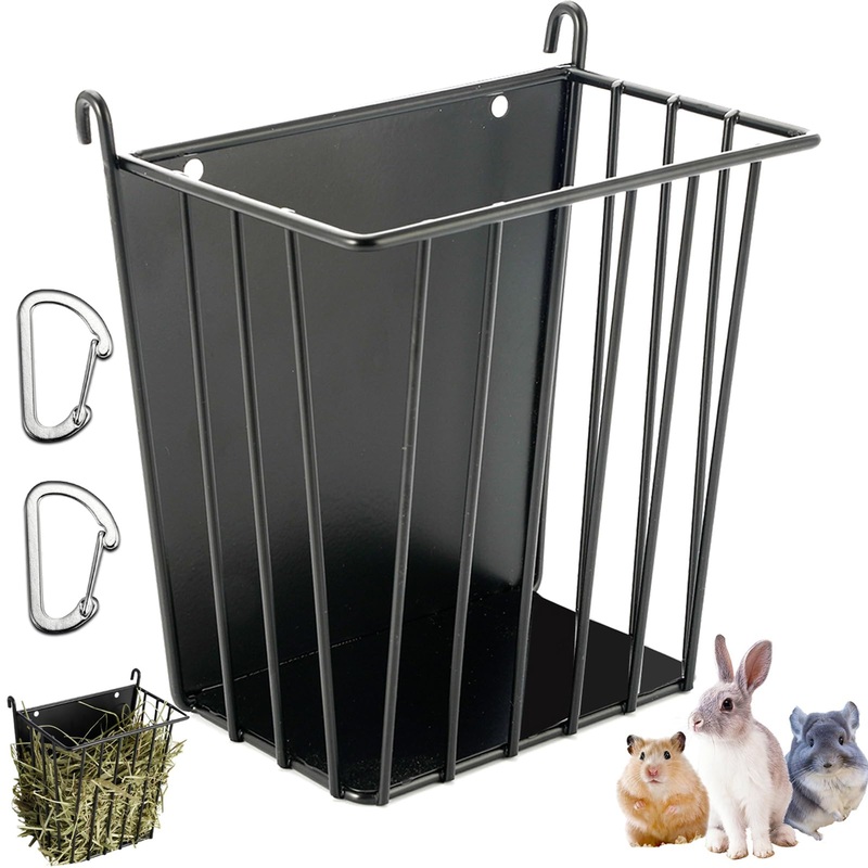 Upgrades Rabbit Hay Feeder – Guinea Pig Hay Feeder – Metal Frame Hay Rack with Adjustable Hook – Less Wasted – for Guinea Pigs – Chinchilla Bunny Cage Accessories – Bunny Feeder 1 Pack