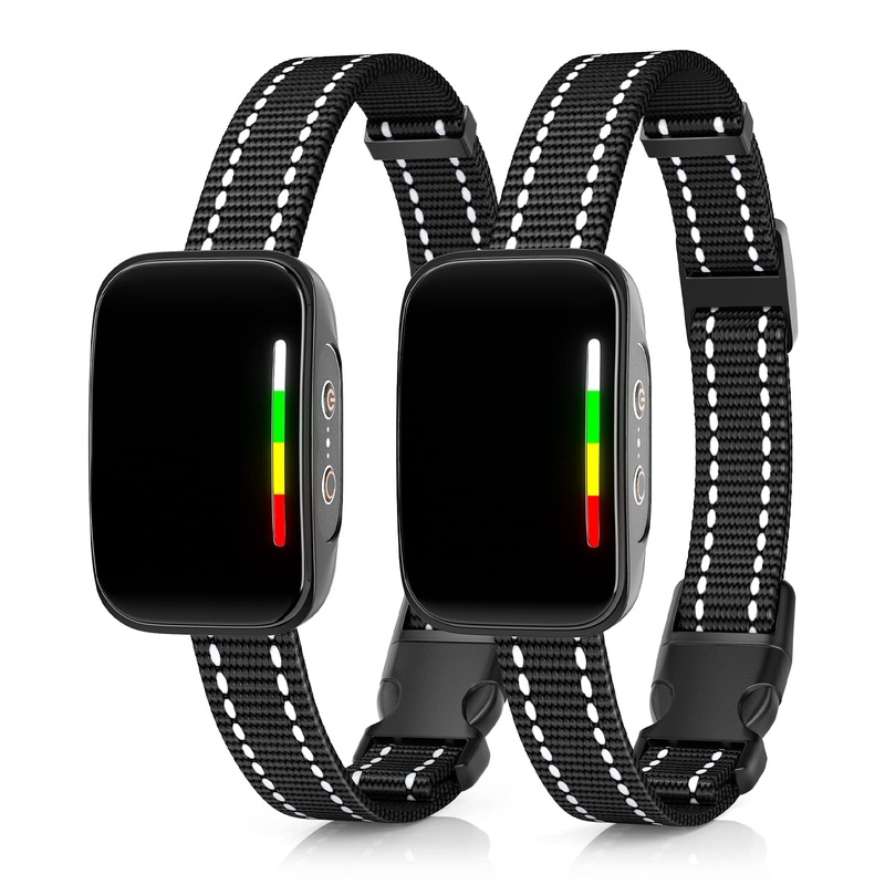 2 Pack Rechargeable Dog Bark Collar for Large Medium Small Dogs Training Collar for Dogs with 4 Adjustable Sensitivity Dog Barking Control Devices Dog Shock Collar with Beep Vibration Black
