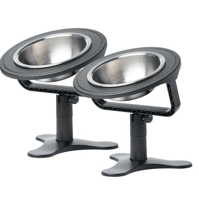 Adjustable Raised Cat Food Bowl, Tilted Elevated Bowl (2-Pack, Black) 2-Pack