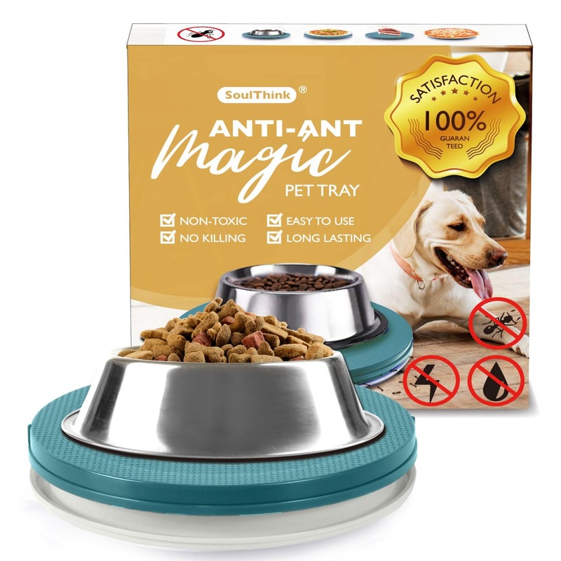 Ant Proof Cat Dog Bowl Tray – 2024 New Innovation Anti Ant Pet Food Dish Indoor No Chemical No Water Needed Different from Traditional Ant Trap (Turquoise Green) Turquoise Green