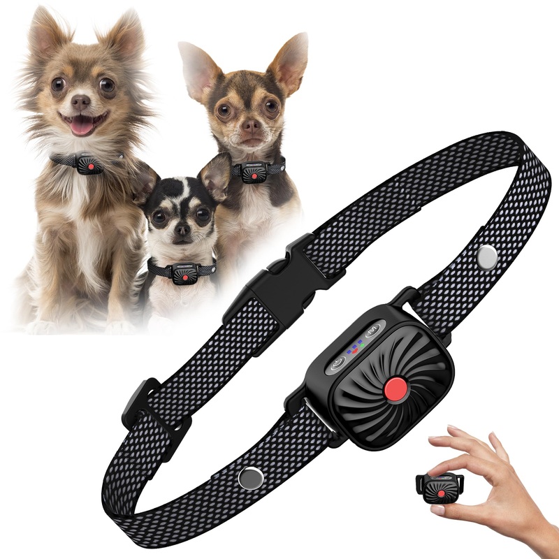 Bark Collar for Small/Medium Dogs, No Shock Anti Bark Collar, Rechargeable Anti Barking Collar w/2 Vibration & Beep Modes, Waterproof Shockless Smart Dog Stop Barking Control Device (Black)