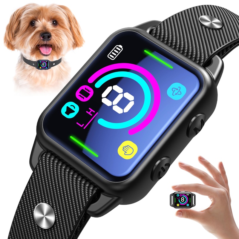 Bark Collar,Smart Dog Bark Collar for Small Medium Dogs with 8 Adjustable Sensitivity and 2 Vibrations Beep Rechargeable Anti Barking Training Collar No Shock Humane Bark Collars (Black) Black