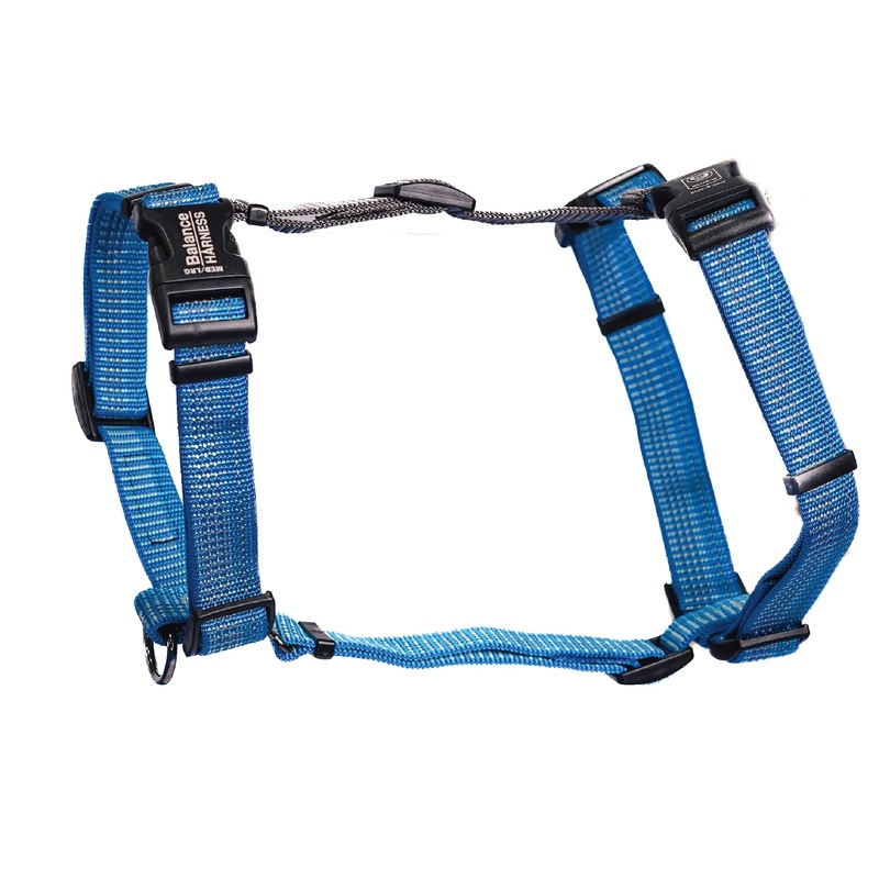 Blue-9 Reflective Buckle-Neck Balance Harness, Fully Customizable Fit No-Pull Harness with 3M Reflective Stitching, Ideal for Dog Training and Obedience, Made in The USA, Blue, Small S (Chest: 17.5″-25.5″)