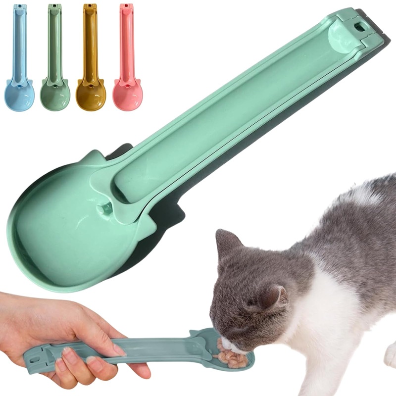 Cat Treat Spoon Squeeze, Cat Strip Feeder Spoon for Bisque Bar Feeding, Happy Spoon for Cats Treats, Cat Spoon & Cat Treat Tube Squeezer, Cat Treat Feeder Spoon for Feeding Liquid Food (Green) Green