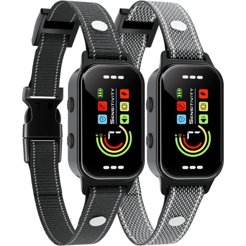 Dog Bark Collar 2 Pack,2024 Bark Collar for Large Medium Small Dogs 8-130lbs,AUTO Barking Collar,Bark Training Collar with 7 Adjustable Sensitivity Beep Vibration Shock Black-2Pack