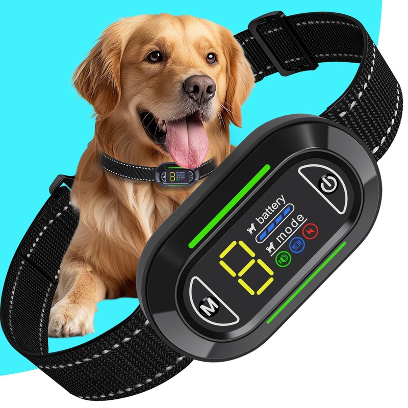 Dog Bark Collar, Bark Collar for Large & Medium Dogs – IP67 Waterproof & Rechargeable Barking Collar with 4 Modes: Beep, Vibration, Electric Shock, 5 Sensitivity Levels, Premium Black