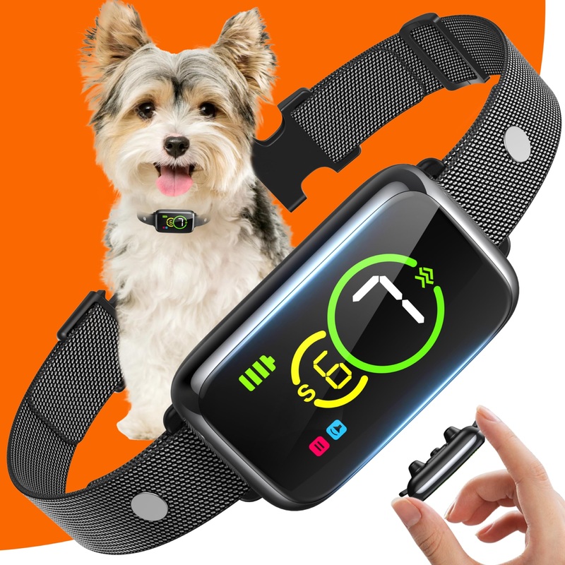 Dog Bark Collar, Bark Collar for Small Medium Mini Dogs, Smart No Bark Collar, Safe & Humane No Shock Barking Collar, Automatic Stop Bark Collar with Adjustable Beep Vibration Modes and 7 Sensitivity Black