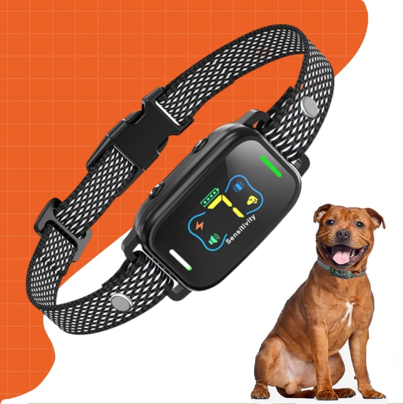 Dog Bark Collar for Small Medium Large Dogs, Smart Anti Barking Dog Training Collar with 7 Adjustable Sensitivity for All Breeds, IP67 Rechargeable E-Collar with 5 Modes Beep Vibration Shock