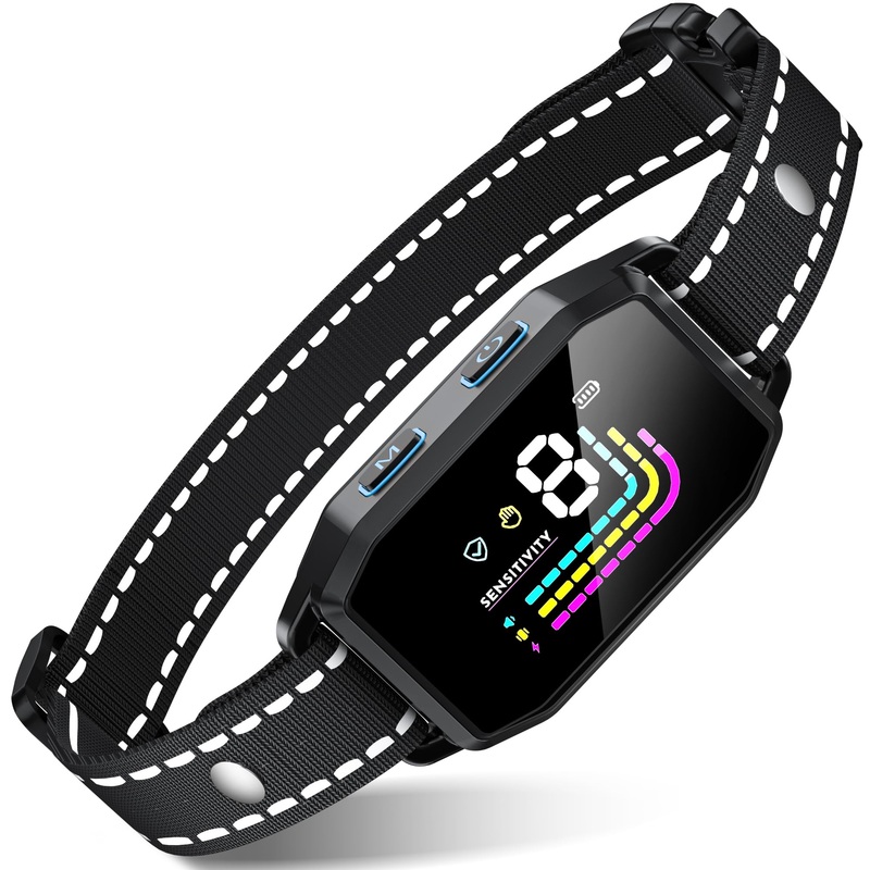 Dog Bark Collar, Rechargeable Anti Barking Training Collar with Beep Vibration Shock for Large Medium Small Dogs,Bark Shock Collar with 8 Adjustable Sensitivity IP67 Waterproof(Black) Black