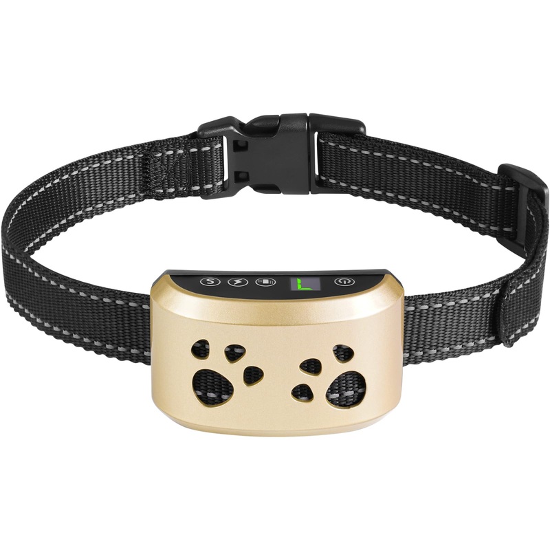 Dog Bark Collar, Svtrat Smart Bark Collar for Small Medium Large Dogs Anti Bark Collars with 4 Training Modes and 7 Level Sensitivity, Barking Collar Gold