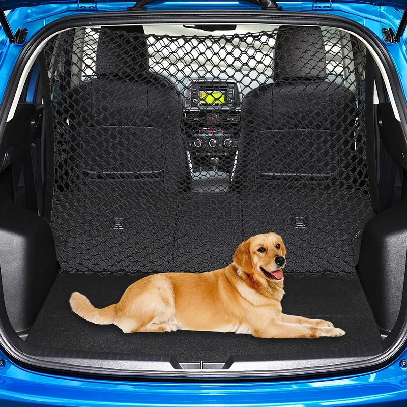 Dog Barrier Car Net with Hooks, Pet Car Net SUV Back Seat Barrier Net, Adjustable Dog Net for Car, Vehicle Barrier for SUV Vans Trucks, Safety Car Net As Organizer Storage Bag Removal Pet Divider