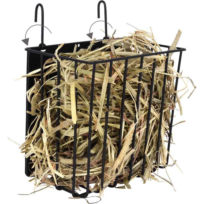Guinea Pig Rabbit Hay Feeder, Rabbit Feeder with Heavy-Duty Metal Frame Hay Holder for Bunny, Chinchillas, Guinea Pigs – 6.9×4.7×6.6 inch Black Hay Feeder with Backboard